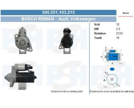 Starter Volkswagen 1,7 kw 0.001.123.012-R Bosch