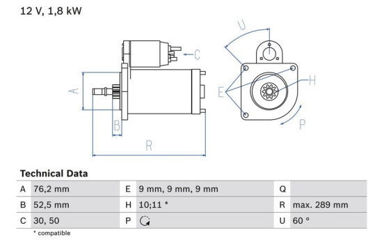 Startmotor 1619 Bosch