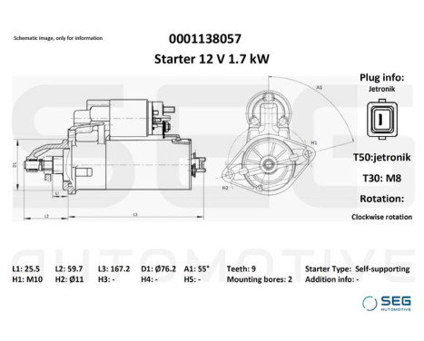 Startmotor BMW 1,7 kw, bild 2