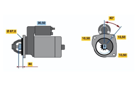 Startmotor DW(L)12V0,9KW Bosch