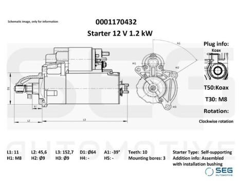 Startmotor Fiat 0,9 kw