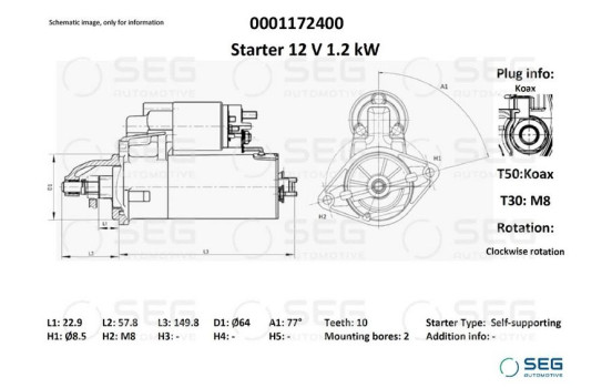 Startmotor Fiat / Alfa Romeo 1,4 kw, bild 2
