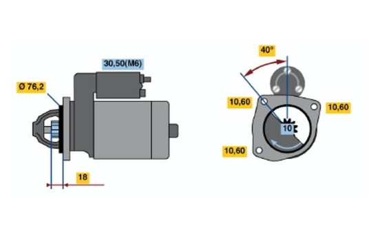 Startmotor Ford 0,9 kw DM(R)12V0,9KW Bosch