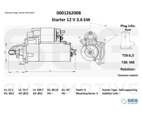Startmotor Iveco 3,0 kw, bild 2