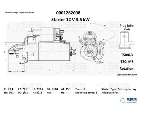 Startmotor Iveco 3,0 kw, bild 6