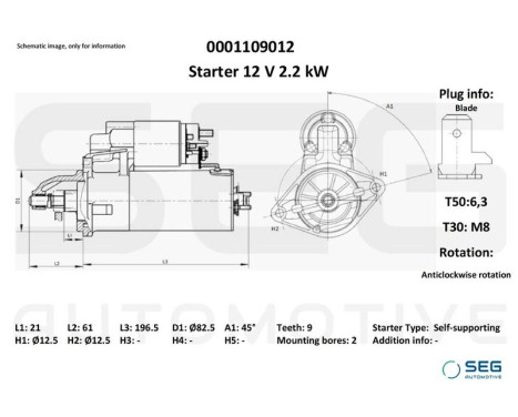 Startmotor Lombardini 1,6 kw