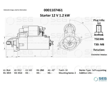 Startmotor Mercedes 1,1 kw