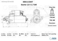 Startmotor Mercedes 1,7 kw