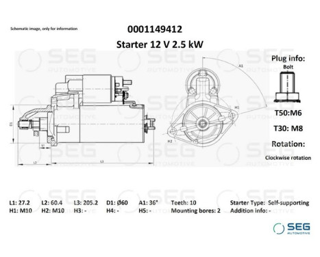 Startmotor Mercedes 1,8 kw, bild 2