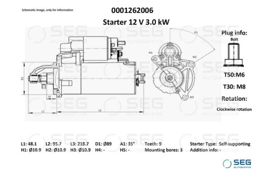 Startmotor Mercedes 3,0 kw
