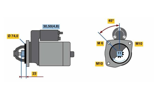 Startmotor S74-E+12V(R) Bosch, bild 2