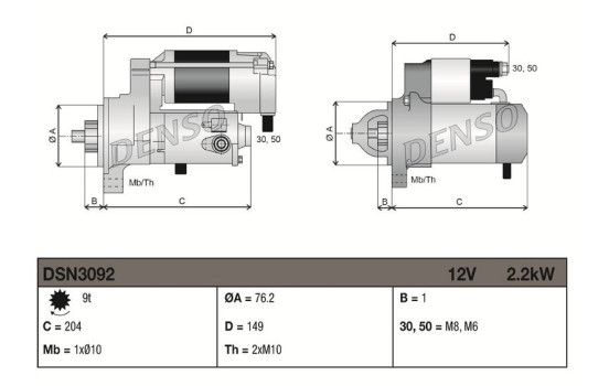 Startmotor / Startmotor DSN3092 Denso