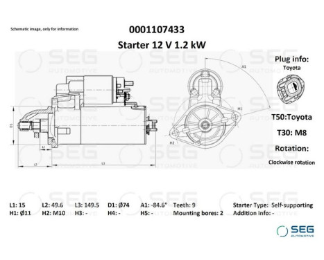 Startmotor Toyota 1,1 kw, bild 6