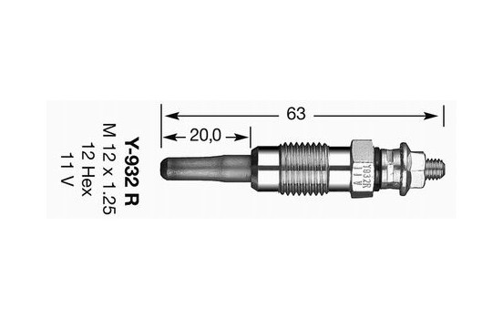 Glödstift D-Power Y-933J NGK, bild 2