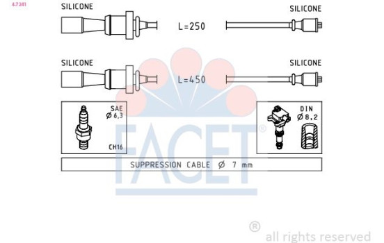 Tändkabelsats Made in Italy - OE Equivalent 4.7241 Facet