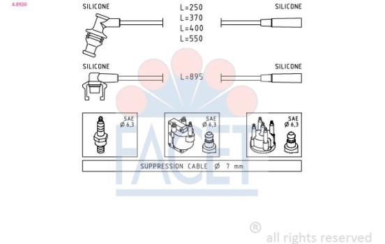 Tändkabelsats Made in Italy - OE Equivalent 4.8920 Facet