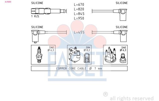 Tändkabelsats Made in Italy - OE Equivalent 4.9300 Facet