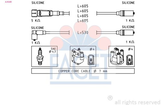 Tändkabelsats Made in Italy - OE Equivalent 4.9549 Facet