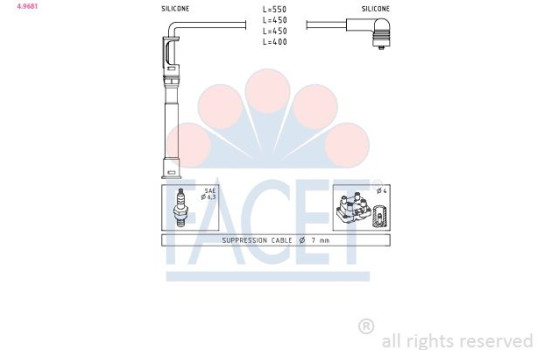 Tändkabelsats Made in Italy - OE Equivalent 4.9681 Facet