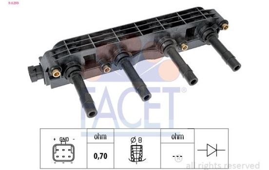 Tändspole OE Equivalent 9.6299 Facet, bild 2