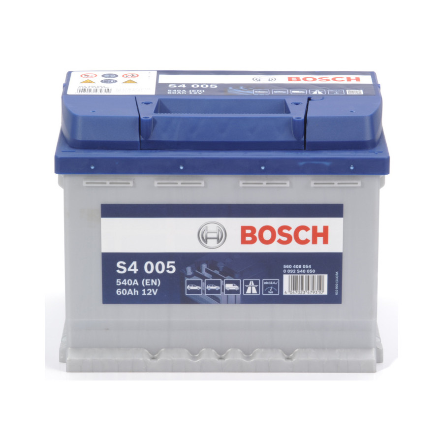 Bosch auto accu S4005 - 60A/h - 540A voor voertuigen start-stopsysteem voor o.a. ROMEO, ALPINA, ALPINE, ARO, AUDI, BENTLEY, BMW, CHEVROLET, CHRYSLER, DACIA, DAEWOO, DAIHATSU, DALLAS, DODGE, DS,