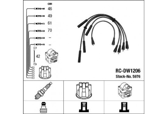 Bougiekabelset RC-DW1206 NGK