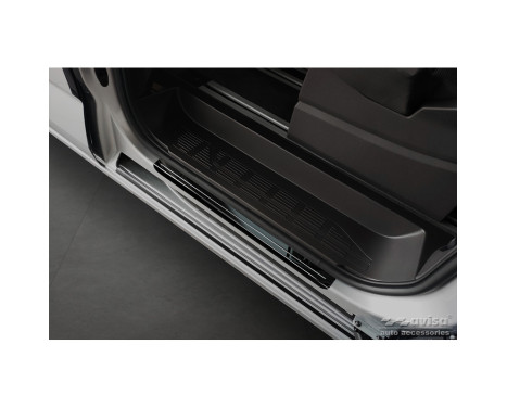 Seuils de porte en acier inoxydable noir brillant sur mesure pour Volkswagen Multivan T7 2021- 'Hybrid' - 4 piè, Image 2