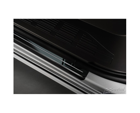 Seuils de porte en acier inoxydable noir brillant sur mesure pour Volkswagen Multivan T7 2021- 'Hybrid' - 4 piè, Image 3