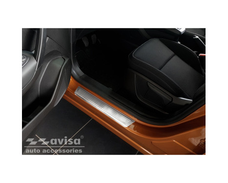 Seuils de portes Inox adaptables sur Renault Captur II 2020- 'Lignes' - 4 pièces