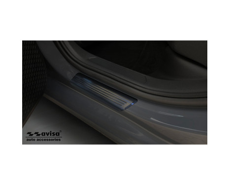 Seuils de portes Inox noirs adaptables pour Volkswagen Golf VIII HB 2020 - 'Lines' Acier Brossé - 4 pièces, Image 3