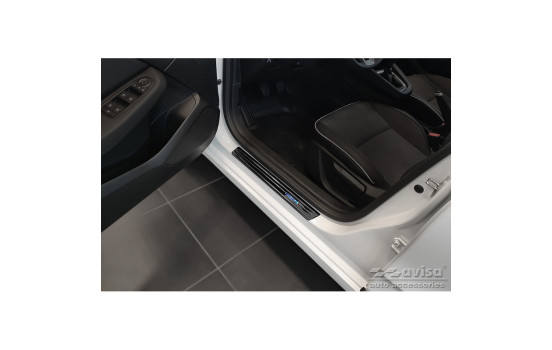 Seuil de porte Inox noir adaptable à Renault Clio V 2019- 'Hybrid' - 2 pièces