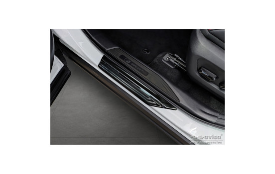 Seuils de porte en acier inoxydable noirs sur mesure pour Lexus NX II 2021 - 'Lines' - 4 pièces