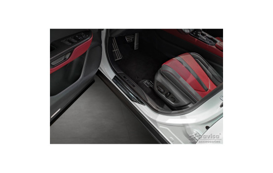 Seuils de porte en acier inoxydable noirs sur mesure pour Lexus NX II 2021 - 'Lines' - 4 pièces, Image 2