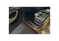 Seuils de porte en acier inoxydable noirs sur mesure pour Skoda Kodiaq II (PS7) 2024 - 'Lines' - 4 pièces