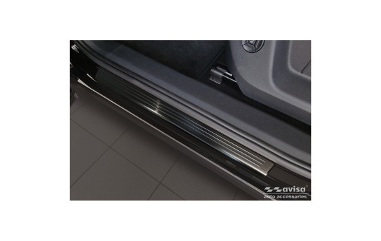 Seuils de porte en acier inoxydable noirs sur mesure pour Volkswagen Tiguan III (CT1) 2024- - 'Lines' - 4 pièce, Image 2
