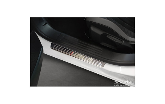 Seuils de porte en acier inoxydable sur mesure pour Opel Mokka II 2020 - 'Lines' - 4 pièces