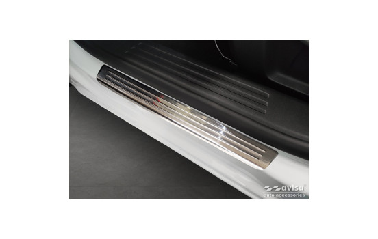 Seuils de porte en acier inoxydable sur mesure pour Opel Mokka II 2020 - 'Lines' - 4 pièces, Image 2