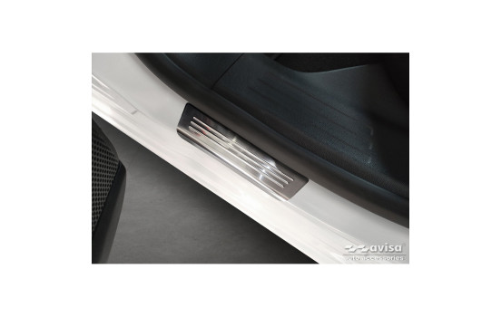 Seuils de porte en acier inoxydable sur mesure pour Opel Mokka II 2020 - 'Lines' - 4 pièces, Image 4