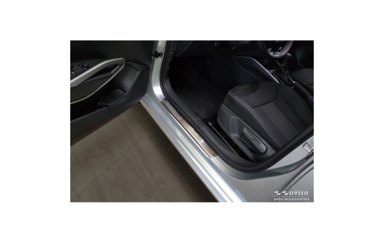 Seuils de porte en acier inoxydable sur mesure pour Skoda Fabia IV Berline 2021 - 'Lines' - 4 pièces