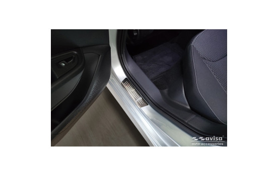 Seuils de porte en acier inoxydable sur mesure pour Skoda Fabia IV Berline 2021 - 'Lines' - 4 pièces, Image 4