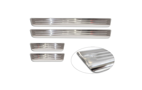 Seuils de porte en acier inoxydable sur mesure pour Skoda Fabia IV Berline 2021 - 'Lines' - 4 pièces, Image 5