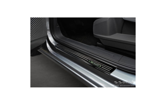 Seuils de porte en Inox noir brillant adaptable à Volkswagen Caddy V 2020- 'E-Power' - 2 pièces, Image 2