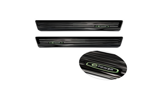 Seuils de porte en Inox noir brillant adaptable à Volkswagen Caddy V 2020- 'E-Power' - 2 pièces, Image 4