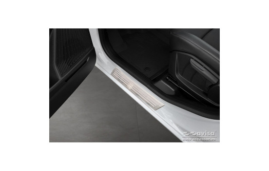 Seuils de portes Inox adaptables sur Renault Express Furgon 2021- 'Lignes' - 2 pièces