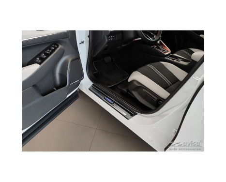 Seuils de porte en acier inoxydable noir sur mesure pour Honda HR-V 2021- 'Hybrid' - 4 pièces