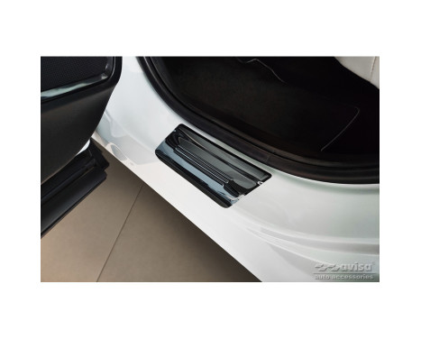Seuils de porte en acier inoxydable noir sur mesure pour Honda HR-V 2021- 'Hybrid' - 4 pièces, Image 4