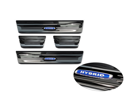 Seuils de porte en acier inoxydable noir sur mesure pour Honda HR-V 2021- 'Hybrid' - 4 pièces, Image 6