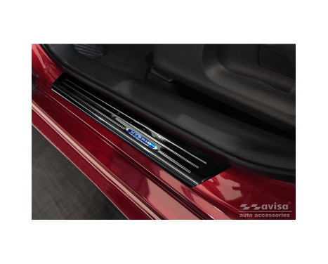 Seuils de portes Inox noirs adaptables à Toyota Yaris IV Hatchback 2020- 'Hybrid' - 4 pièces, Image 2