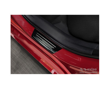 Seuils de portes Inox noirs adaptables à Toyota Yaris IV Hatchback 2020- 'Hybrid' - 4 pièces, Image 4