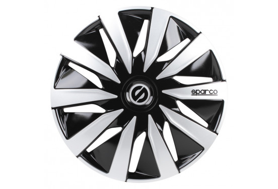 4-Delige Sparco Wieldoppenset Lazio 16-inch zwart/zilver